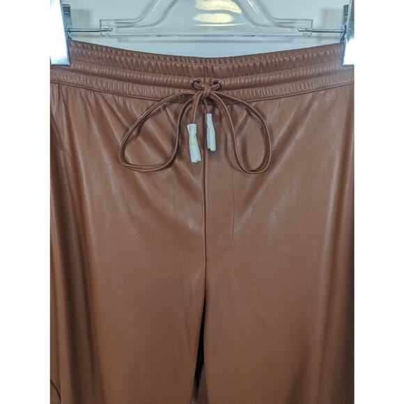 Banana Republic Vegan Leather Jogger Pants Cognac Drawstring Size XXL NWT - Picture 4 of 11